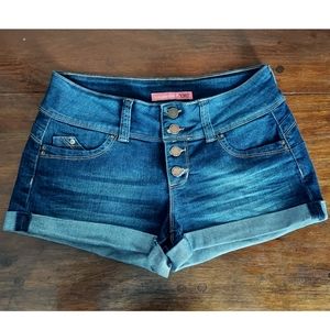 YMI Juniors Roll Cuff Button Fly Denim Shorts
